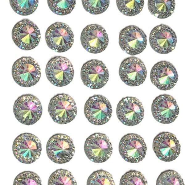 40 x Self Adhesive Gems Clear AB Round Diamante Rhinestones Acrylic Crystals Stick on Gems Card Making Embellishment