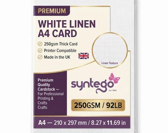 A4 White Linen Card 250gsm | Embossed Silkweave Textured Cardstock for Card Making, Wedding Invitations & Crafts