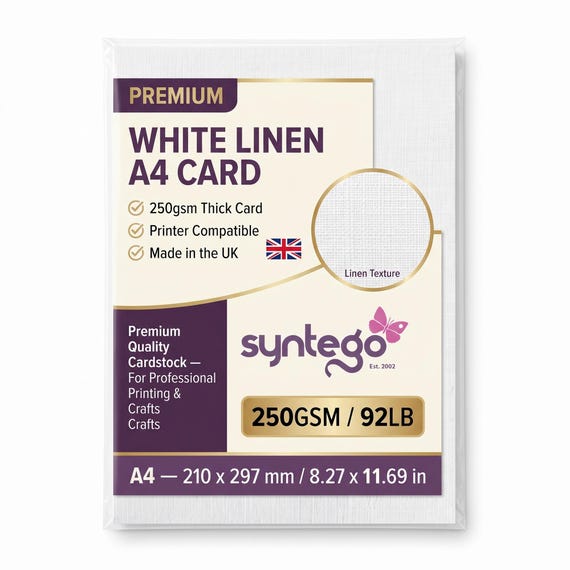 A4 White Linen Card 250gsm | Embossed Silkweave Textured Cardstock for Card Making, Wedding Invitations & Crafts