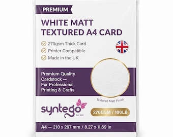 A4 White Matt Card 270gsm | Embossed Textured Cardstock for Card Making, Wedding Invitations & Craft Projects