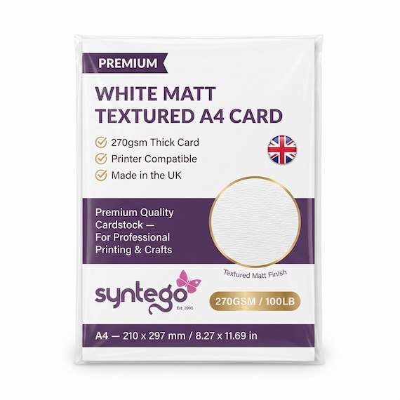 A4 White Matt Card 270gsm | Embossed Textured Cardstock for Card Making, Wedding Invitations & Craft Projects