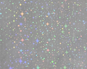 Holographic Star Cold Laminate Sheets With Grid on Back Self Adhesive  Transparent Vinyl Overlay Glitter Sparkle Star Sticker Sheets A4 Size 
