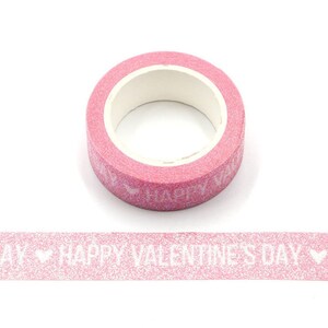 Happy Valentines Day Glitter Sparkle Pink Washi Tape 15 mm x 3 meter milieuvriendelijk Bullet Journal