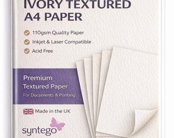 100 x A4 Sheets Ivory Paper Textured 120gsm Suitable For Inkjets and Laser Printers
