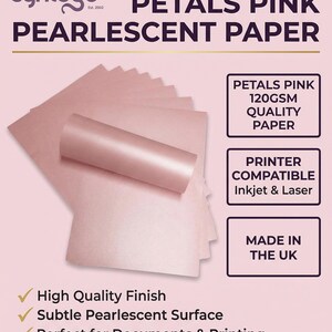 10 x A4 Card Petals Pink Pearlescent Shimmer 290gsm / 110lb Cover Card Making Invitations image 9