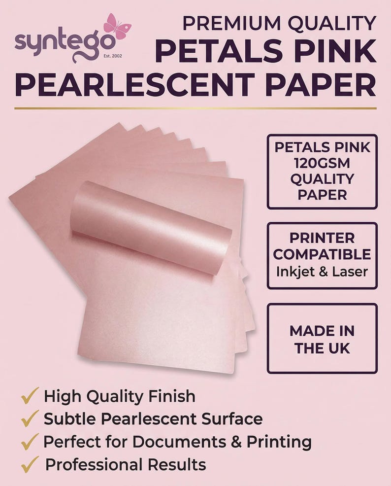 10 x A4 Card Petals Pink Pearlescent Shimmer 290gsm / 110lb Cover Card Making Invitations image 9