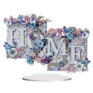 Kit fai da te per pittura a diamante 5D con motivo floreale, da tavolo, con strass, circa 24 cm x 17,5 cm, decorazione in acrilico.