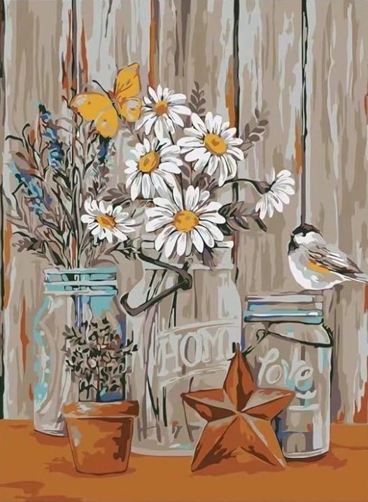 RUOPOTY Flowers Diy Painting By Numbers For Adults Frame Kits Picture By Numbers