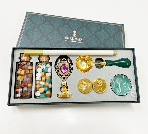 Wax Seal Stamp Kit With 3 Wax Seal Stamp Heads, Gold Pen Presented in a  Gift Box 