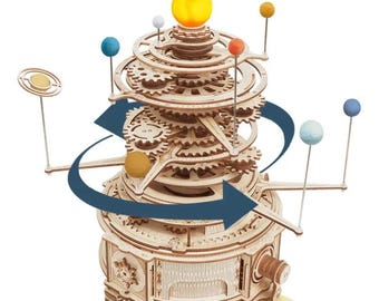 3D Wooden Puzzle Kit Mechanical Orrery | DIY Mechanical Model Building Craft Kit for Adults