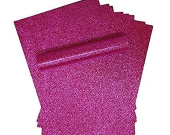 Carta glitterata A4, rosa fucsia, scintillante, morbida al tatto, resistente alla caduta, spessa 150 g/m², confezione da 10 fogli.