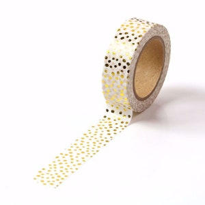 Weiß mit Goldfolie Vereinzelte Punkte Washi Tape UK Dekorative Masking Stick on Trim 15mm x 10 Meter Bullet Journal