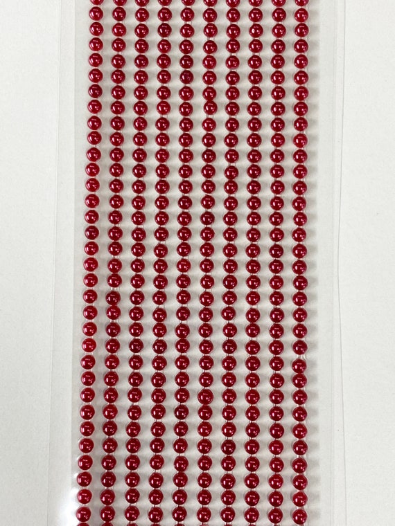 500 Mini Self Adhesive Pearls 3mm Beautiful Small Round ROYAL RED Pearl  Stick on Adhesive Strips Embellishment 