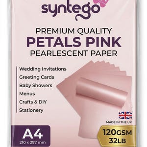 10 x A4 Card Petals Pink Pearlescent Shimmer 290gsm / 110lb Cover Card Making Invitations image 1