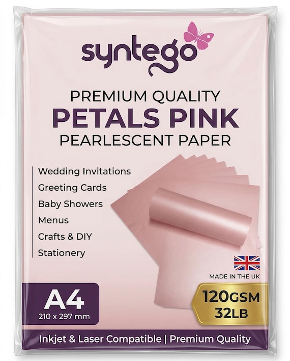 10 x A4 Card Petals Pink Pearlescent Shimmer 290gsm / 110lb Cover Card Making Invitations