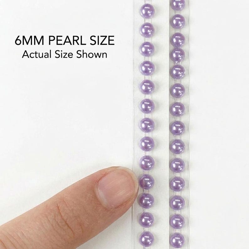 200 Lilac Purple Pearl Beads: 6mm Self Adhesive Embellishments image 7
