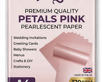Petals Pink Pearlescent Shimmer Paper | Pink Card Making Paper A4 Double Sided | Wedding Invitation Paper | 20 Sheets