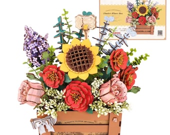 3d Wooden Puzzle Flowers DIY Kit - Mothers Day Birthday Gift - Floral Bouquet Model Kits - Women's Craft Set - Home Decor Project