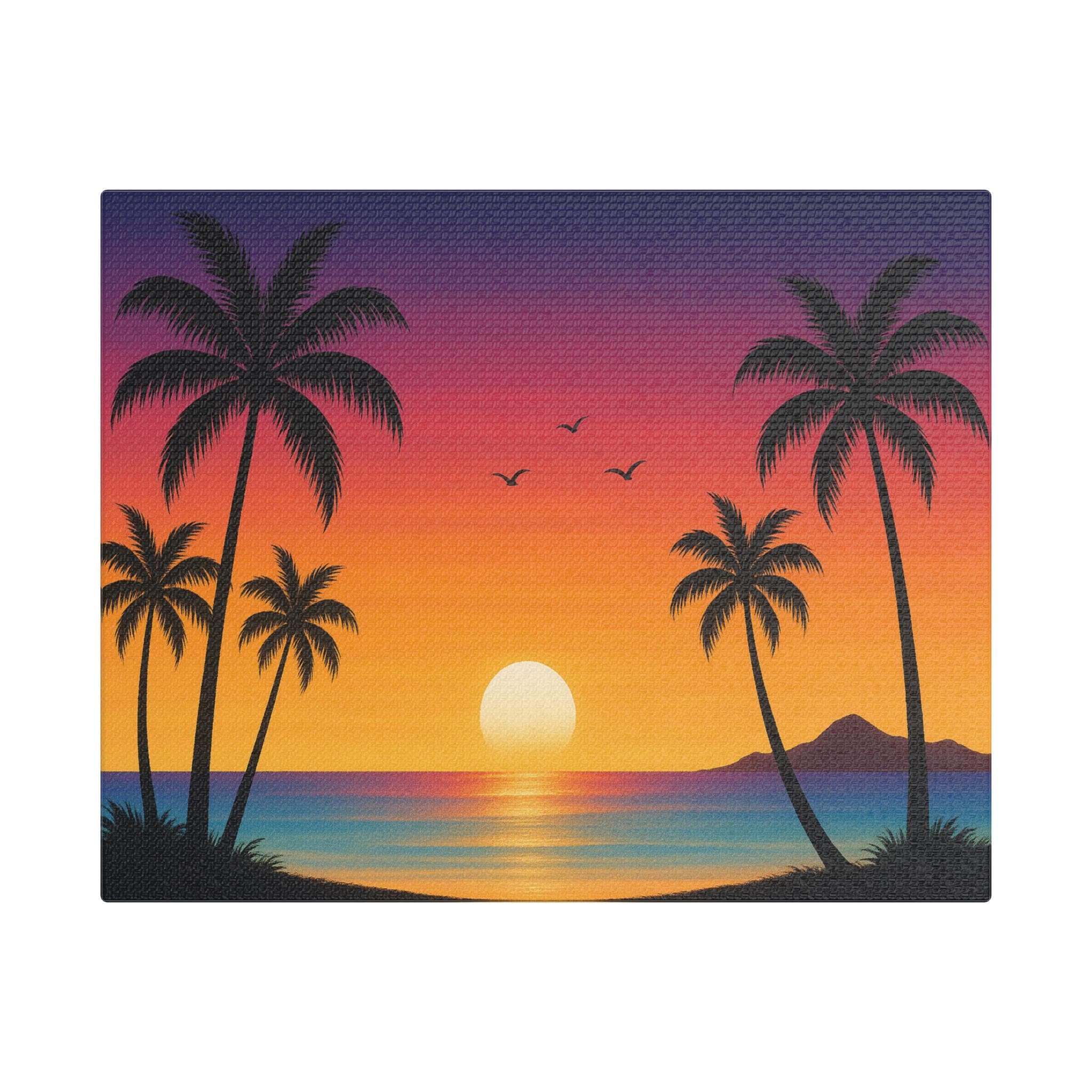 Tropical Sunset Canvas Art Print, Home Decor, Beach Vibes, Wall Art, Gift for Beach Lovers, Summer Decorations