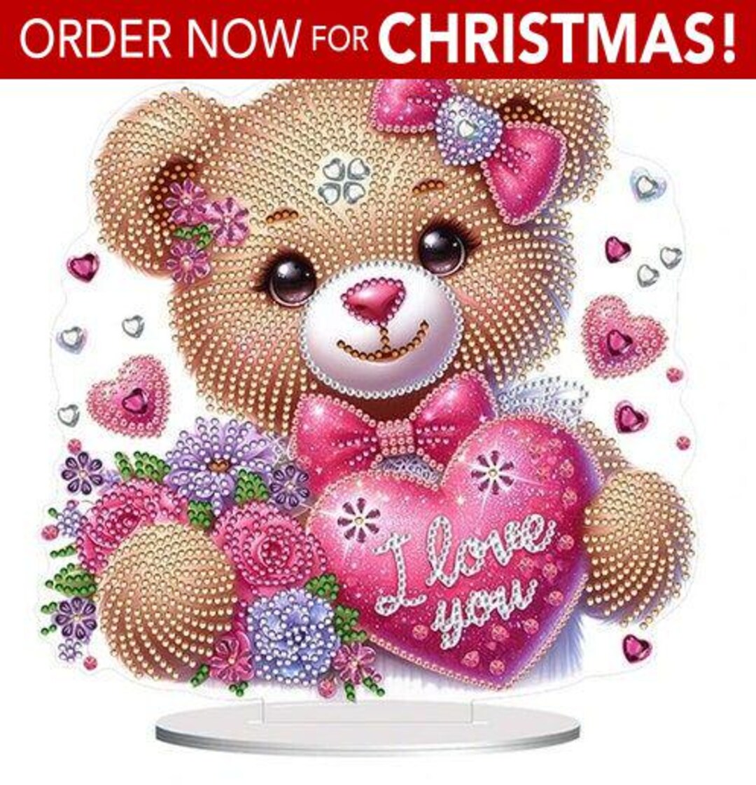 Teddy Bear Diamond Painting Kit: 5D Rhinestone Embroidery 'I Love