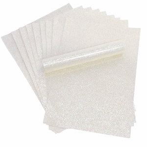 Papel con purpurina A4, blanco iridiscente, brillante, suave al tacto, no se desprende, grueso, 150 g/m² (100 lb), paquete de 10 hojas