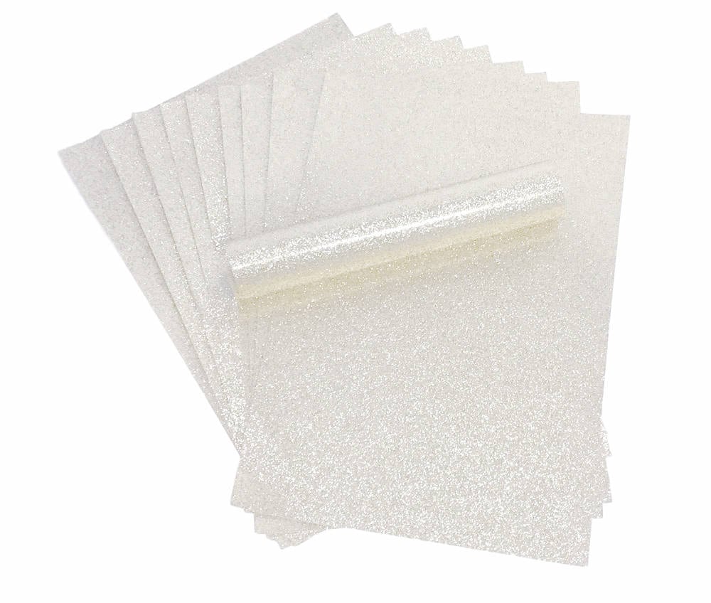 A4 Glitter Paper WHITE Iridescent Sparkly Soft Touch Non Shed Thick 150gsm  / 100lb Text Paper Pack of 10 Sheets 