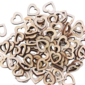 100pcs Wooden Heart Confetti Rustic Scatter Hearts Wedding Table Decoration - Wood Craft Shapes