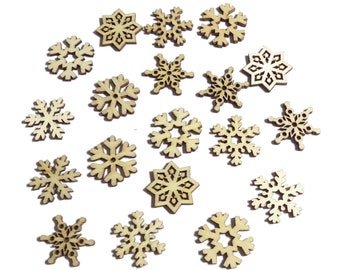 100pcs Rustic Wooden Christmas Snowflakes Confetti Embellishments for Crafting Decoration - Wood Craft Shapes