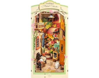 Floral Corner DIY Book Nook Kit - Miniature Bookshelf Insert Diorama | Handcrafted Fantasy Book Nook Gift