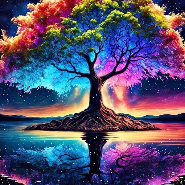 5D DIY Magical Tree Diamond Art Painting for Adults 30cm x 40cm Crystal Embroidery Rhinestone Canvas by Numbers