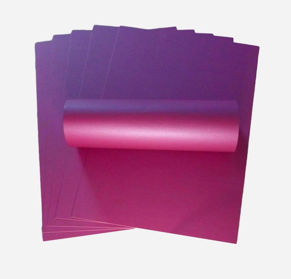 10 Sheets A4 Wildberry Purple Pearlescent Card Decorative 300gsm / 110lb Cover Single Sided