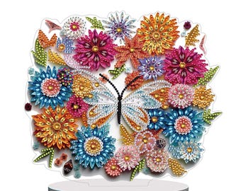 Diamond Art Painting Kit Colourful Floral | 5D Acrylic Table Top Decoration | Round Drill Craft Kit for Adults