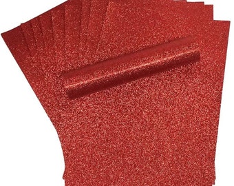 Red Glitter Cardstock: A4, 250gsm, Non Shed - 10 Sheets