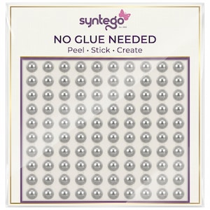 200 Metallic Silver Self Adhesive Pearls: 6mm Round Embellishments