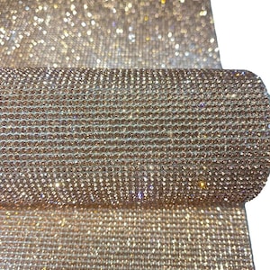 Rose Gold Rhinestone Sheet: Self Adhesive Crystal Sparkle (40cm x 24cm)