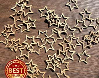 Rustic Wooden Star Embellishments: 50pcs Craft Shapes