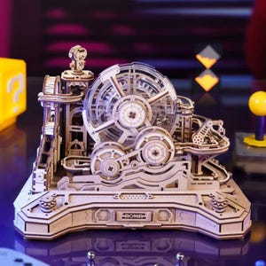 Pinball Model Gear Ball Challenge 3D Wooden Mechanical Puzzle Model Kits to Build DIY Table Game Gift