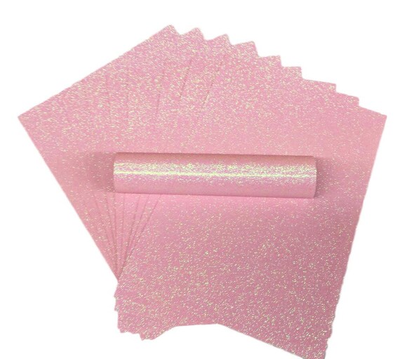 Pale Pink Iridescent Glitter Cardstock A4 (10 Sheets) | Non Shed 150gsm Sparkly Paper for Card Making, Weddings & Crafts