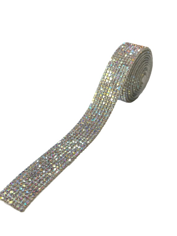 1 Yard 1.0-3.0mm Rhinestones Tape Banding Hotfix Strass Crystal Decoration Rhinestone  Ribbon For DIY