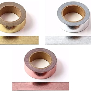 Massief folie washitape decoratieve zelfklevende maskeertape 15 mm x 10 meter (goud + zilver + roségoud)