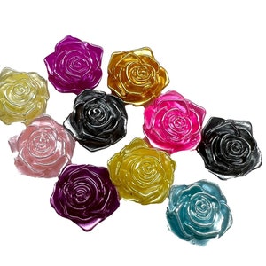 10 Stück Kawaii Rose Blume verschiedene Farben Flatback Harz Verzierungen Cabochon zum Basteln