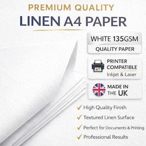 White Linen Textured Paper A4 135gsm | Card Making, Wedding Invitations, Printing