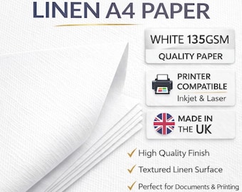 A4 White Linen Paper 50 Sheets 135gsm | Silkweave Textured Paper for Card Making, Wedding Invitations & Printing