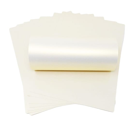 50 x A4 Ice White Pearlescent Shimmer Pearl Card 250gsm ~ Double Sided