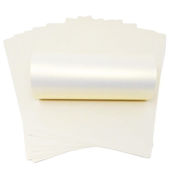 10 feuilles de papier décoratif A4 recto-verso ivoire glacé doré nacré scintillant, 100 g/m²/70 lb, texte