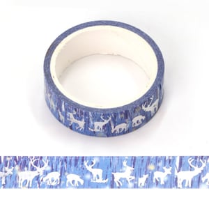 5 rotoli di nastro washi natalizio Aurora e argento olografico in lamina renna UK, nastro di mascheratura da 15 mm x 5 metri, ecologico, Bullet Journal