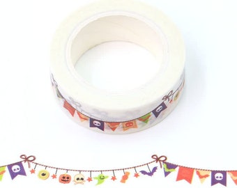 Halloween Party Bunting Washi Tape Decorative Self Adhesive Masking Tape 15mm x 10 Meters