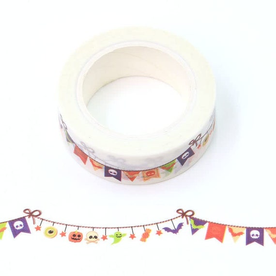 Halloween Party Bunting Washi Tape Decorative Self Adhesive Masking Tape 15mm x 10 Meters