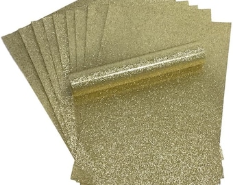 Gold Glitter Cardstock A4: Non Shed, 250gsm, Pack of 10