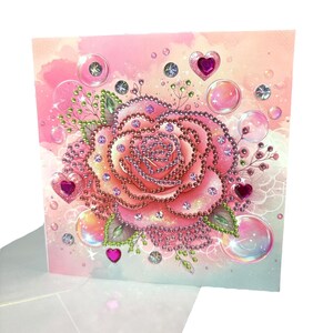 Prachtige voltooide diamantschilderij-wenskaart met envelop